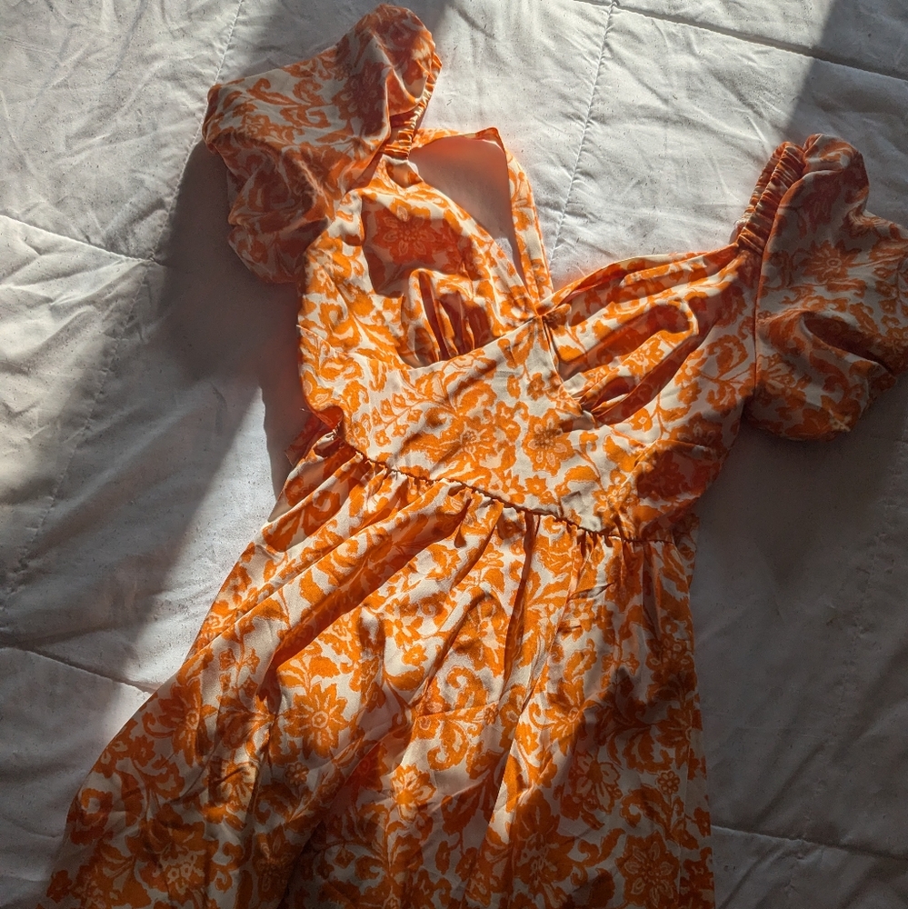 Orange Sundress Size Large Womens